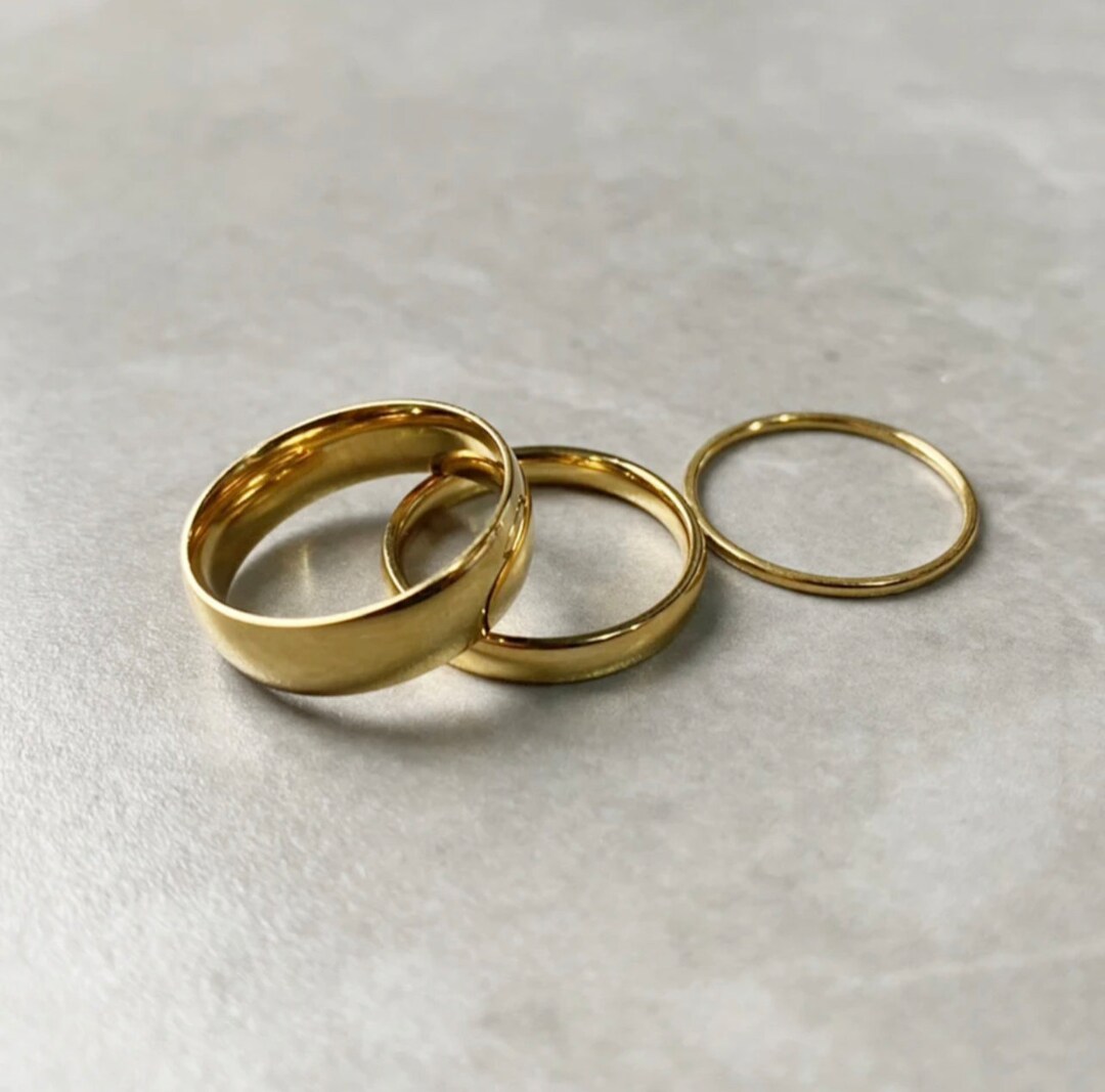 14k Gold Wedding Ring Band Thin Wedding Band Minimalist Gold Ring Chic ...