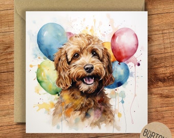 Golden Cockapoo Watercolour Card - Birthday Card / Blank Card