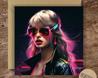 Taylor Swift Cyberpunk Card - Birthday Card / Blank Card