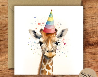Giraffe Watercolour Card - Birthday Card / Blank Card