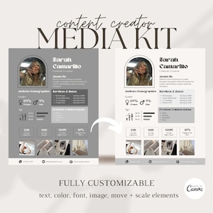 2 Media Kit Canva Templates | Instagram Media Kit| Influencer Rate Sheet Template| Blogger Press Kit | Facebook Tiktok Instagram Template