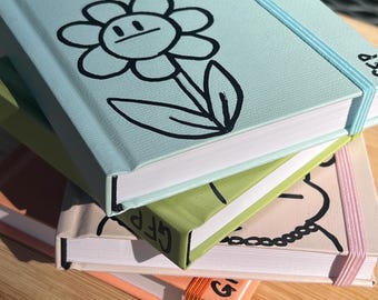 Minicuaderno de bocetos pintado a mano - Molly Meh Flower - 80 páginas - Páginas en blanco sin ácido