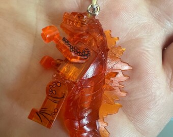 Orange Godzilla Lego Minifig Keychain