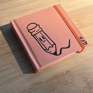 Hand Painted Mini Sketchbook - Pencil Pusher - 80 pages - Acid-Free Blank Pages