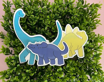Dinosaur Sticker Pack – Glossy Vinyl Stegosaurus, Brontosaurus, Triceratops