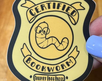 Pegatina de insignia de gusano de biblioteca certificado - Worm de Worthington