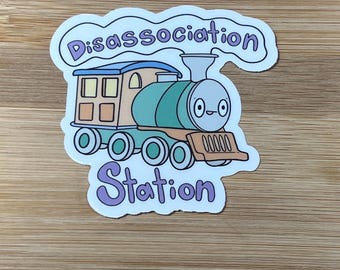 Pegatina de tren de la estación de disociación - Divertida pegatina de vinilo pastel