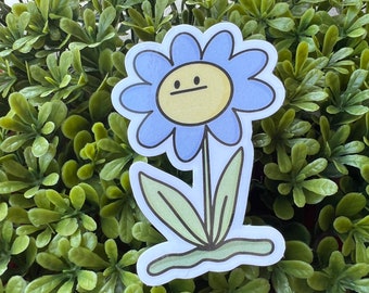 Flor de Molly Meh - Pegatina de ilustración floral - Flor divertida estresada - Gruñón