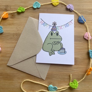 Cartão engraçado de feliz aniversário do sapo rabugento - Animais fofos - Cartão de felicitações em branco