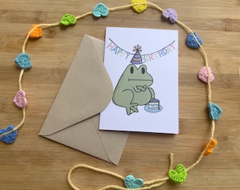Tarjeta de cumpleaños de la rana gruñona: Tarjeta de felicitación divertida y de broma (en blanco por dentro)