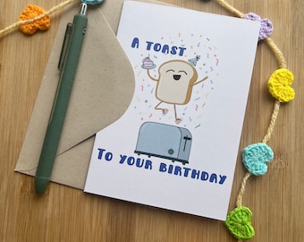 Tarjeta de cumpleaños con brindis divertida: saludo de celebración