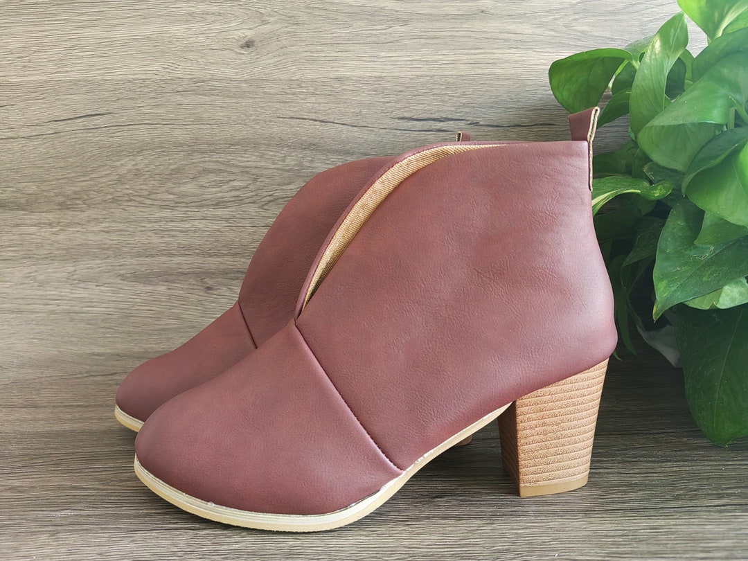 Western Ankle Boots Burgundy Cowboy Boots Nashville Party Etsy