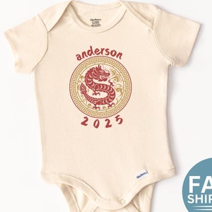 2025 Chinese New Year Onesie® Brand Dragon Baby Shower Gift Lunar ew Year Baby Bodysuit Custom Natural Tee for Kids Cute Tshirt Toddler