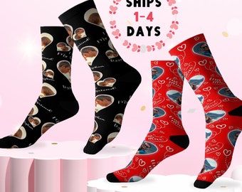 Valentines Socks with Faces on Socks Customize Face Womens Socks Gift from Girlfriend Boyfriend Gift Personalized Gift for Him and Her