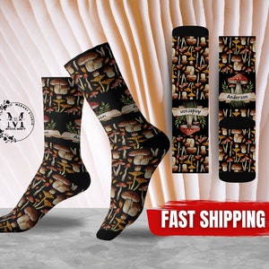Mushroom Socks Aesthetic Mushroom Cute Socks Magic Mushroom Lover Gift Botanical Socks Mushroom Cottagecore Nature Lover Mushroom Gift Her
