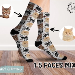 Custom Cat Socks Dog Socks Customized Pet Socks with Any Photos and Text Novelty Funny Dog Cat Photo Socks Gifts For Dog Cat Lovers