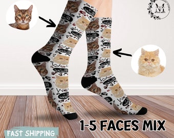 Custom Cat Socks Dog Socks Customized Pet Socks with Any Photos and Text Novelty Funny Dog Cat Photo Socks Gifts For Dog Cat Lovers