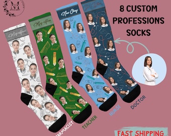 Custom Teacher Photo Socks Cute New Substitute ESL Chermistry PE Teacher Presents Picture Socks Face on Socks Novelty Socks with Faces