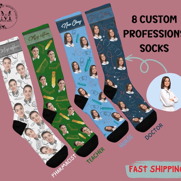 Custom Teacher Photo Socks Cute New Substitute ESL Chermistry PE Teacher Presents Picture Socks Face on Socks Novelty Socks with Faces