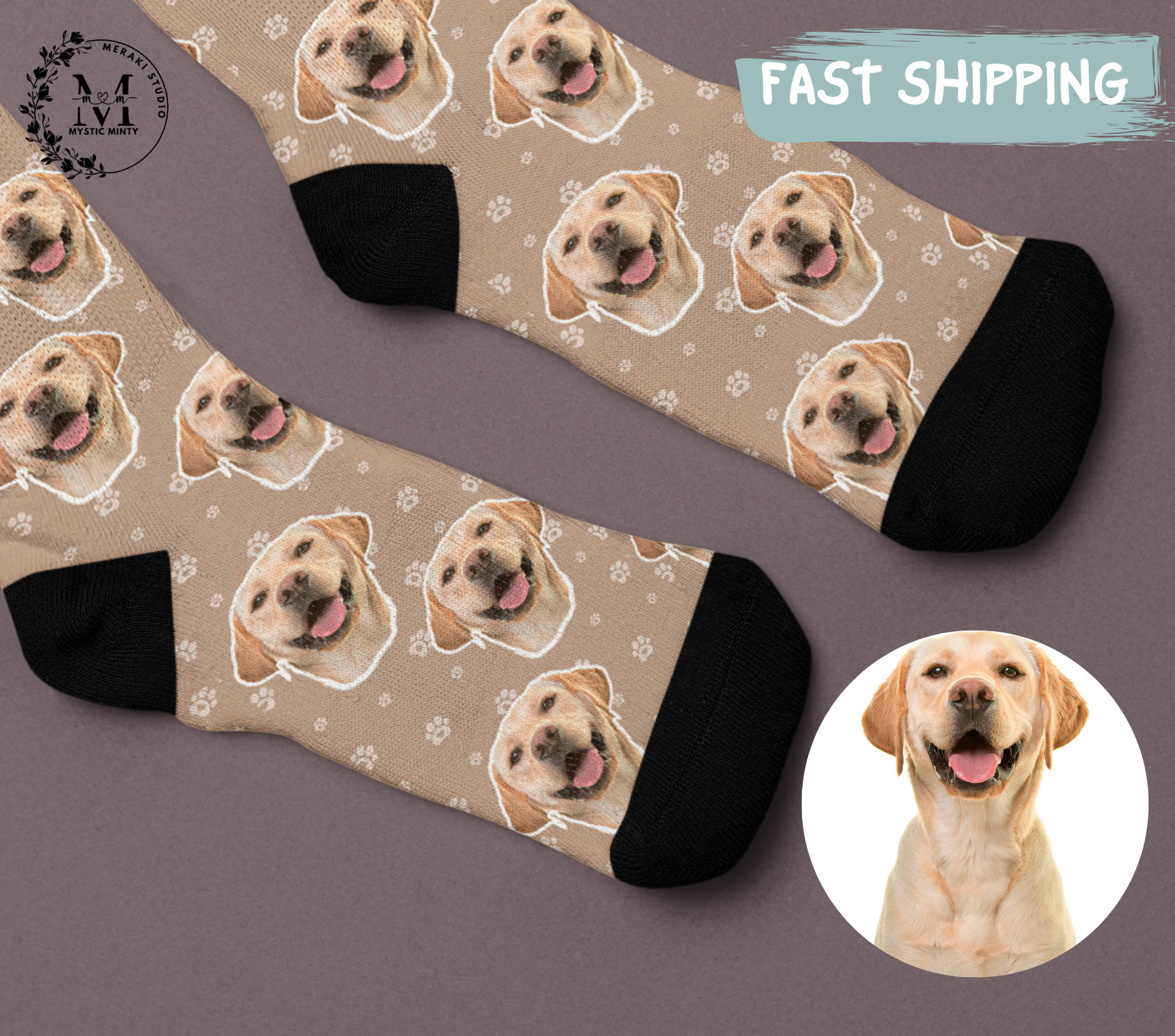Custom Dog Socks Personalized Pet Face Socks with Any Photos and Text Boxer Bernese Mountain Dachshund Golden All Breed Dog Pet Socks