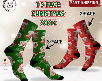Personalized Holiday Face Socks Custom Photo Socks Face On Socks Funny Socks With Faces Cozy Family Socks Cute Crew Socks, Custom Text