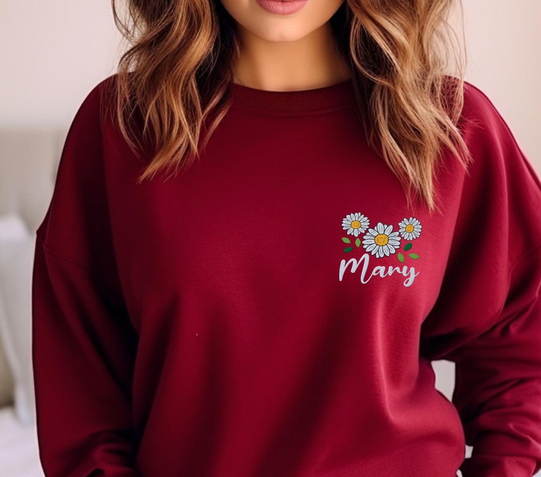 Daisy Embroidery Sweatshirt Flower Embroidery Gift Embroidered Floral ...