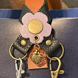 Double loop flair holder to hold 2 separate charms to your PLG Portland Leather Goods Bags Full grain black pebble leather Purse charm