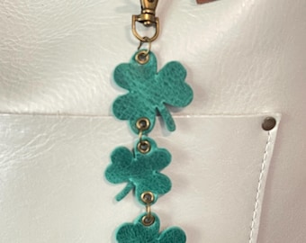 Coach Bag Charm Four Leaf Clover Olive Green Irish Shamrock