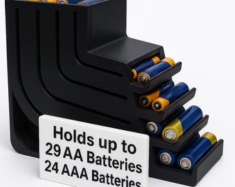Batterijorganizer voor AA- en AAA-batterijen – Batterijopslag en -sorteerder van duurzaam PLA – Universele batterijhouder voor thuis en op kantoor