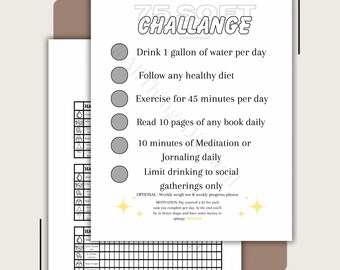 75 Soft Challenge Tracker | Printable for iPad, Tablet, Phone