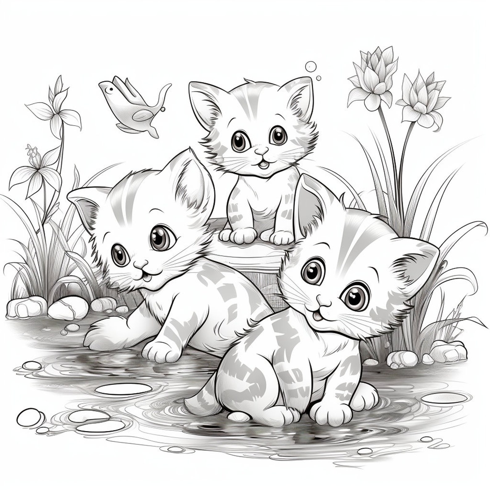 Adorable Kitten Coloring Pages for Kids and Adults Alike to Color, 20 ...