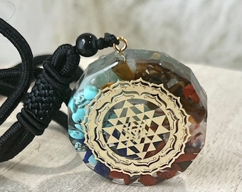 7 Chakras Orgonite Crystal Pendant Necklace | Chakra Necklace | Woman Pendant | Energy | Balance | Manifest