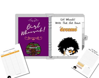 Girl Whoosah' Scrivi quella merda"/ Diario digitale / Diario settimanale / Diario / Pianificatore di cura di sé / Diario di cura di sé / Consapevolezza