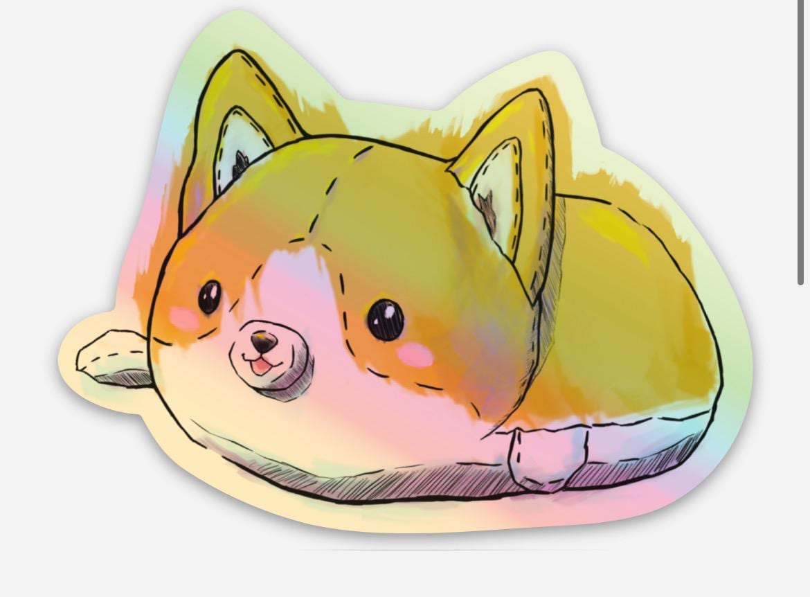 Hand-Designed Holographic Corgi Vinyl Stickers