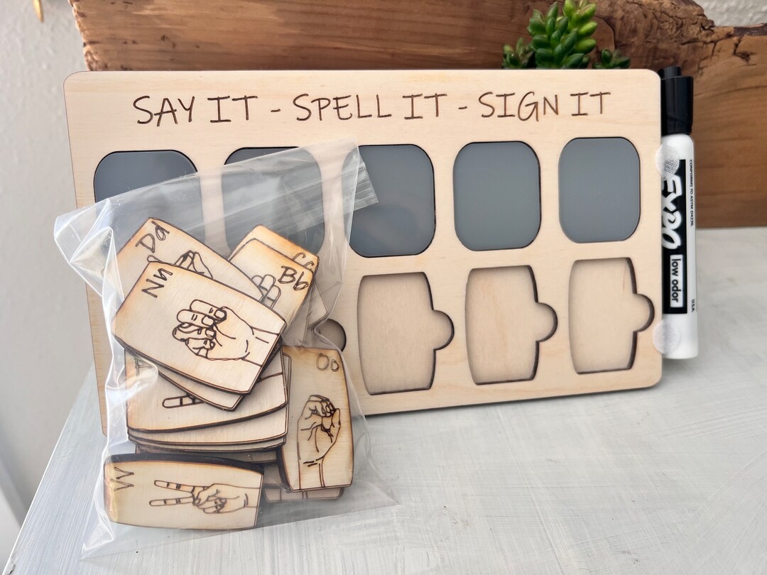 Sign Language Say It Spell It Dry Erase ASL Educational Handmade Etsy