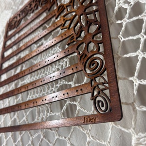 Earring Holder Hanging 67 Pairs Personalized Handmade Wood Burned Holder