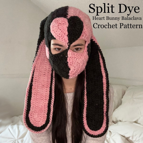 Cagoule de lapin Split Dye Heart (Melanie Martinez) Patron de crochet PDF