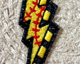 Lightning bolt trucker hat patches, softball lightning, embroidery patch, iron on, sew, patches for bag, patches for clothes, filler patch