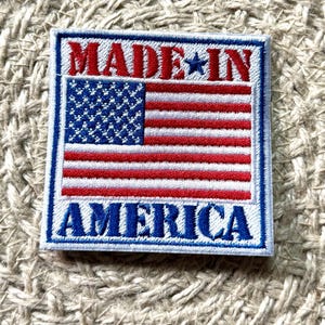 truckerhattmärken, tillverkade i Amerika, cowboy, USA, broderimärke, stryk-på, sy-på, märkeslappar för väskor, märkeslappar för kläder