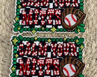Mind your mitts, Sports mama, mama, baseball, trucker hat patches, embroidery patch, iron on, sew on