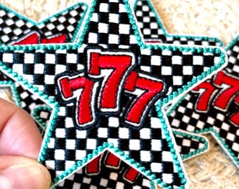 Star trucker hat patches, 777, cards, filler patch, embroidery patch, iron on, sew on
