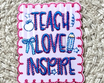 Aufnäher für Trucker-Mützen, mit den Botschaften „Lehre, liebe, inspiriere“, Stickaufnäher, zum Aufbügeln oder Aufnähen, Aufnäher für Taschen und Kleidung