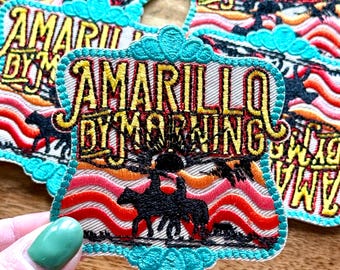 Amarillo by morning, western, trucker hat patches, embroidery patch, iron on, sew on