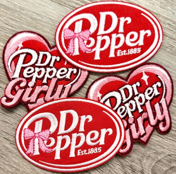 trucker hat patches, soda pop, DP, fancy bottles, iron on, sew on, embroidered patch