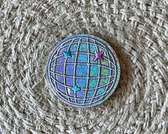 trucker hat patches, iridescent, disco ball, STICK ON, patches for bag, patches for clothes