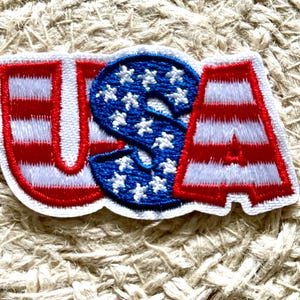 USA trucker hat patches (small), red, white& blue, embroidery patch, iron on, sew on, patches for bag, patches for clothes, filler patches
