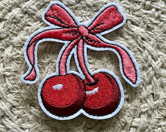 Parches para gorras de camionero con lazo, lazo de cereza, parche bordado, para planchar, para coser, parches para bolsos, parches para ropa, parches de relleno