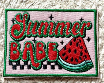 Summer babe trucker hat patches, watermelon, embroidery patch, iron on, sew on, patches for bag, patches for clothes