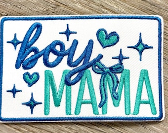 trucker hat patches, boy mama, large patch , embroidery patch, iron on, patches for bag, patches for clothes