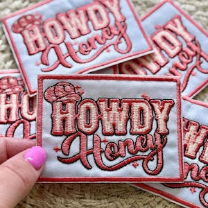 trucker hat patches, howdy honey, embroidery patch, iron on, sew on, patches for bag, patches for clothes